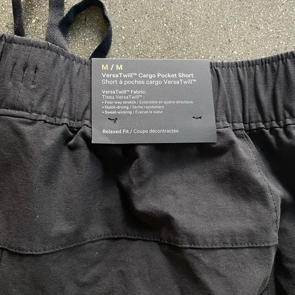 Lululemon Men's Medium Versatwill Cargo Pocket Shorts Stretch Cotton Black 10